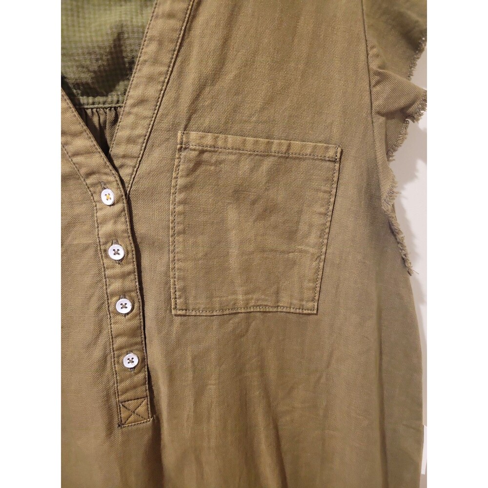 NWT Anthropologie Pilcro Flounced Tunic Mini Dress Moss Green Size Medium Boho - Picture 3 of 9